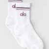 Unisex Half-Crew Throwback Sock - White/Plum Kiss