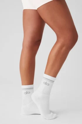 Unisex Half-Crew Throwback Sock – White/Titanium