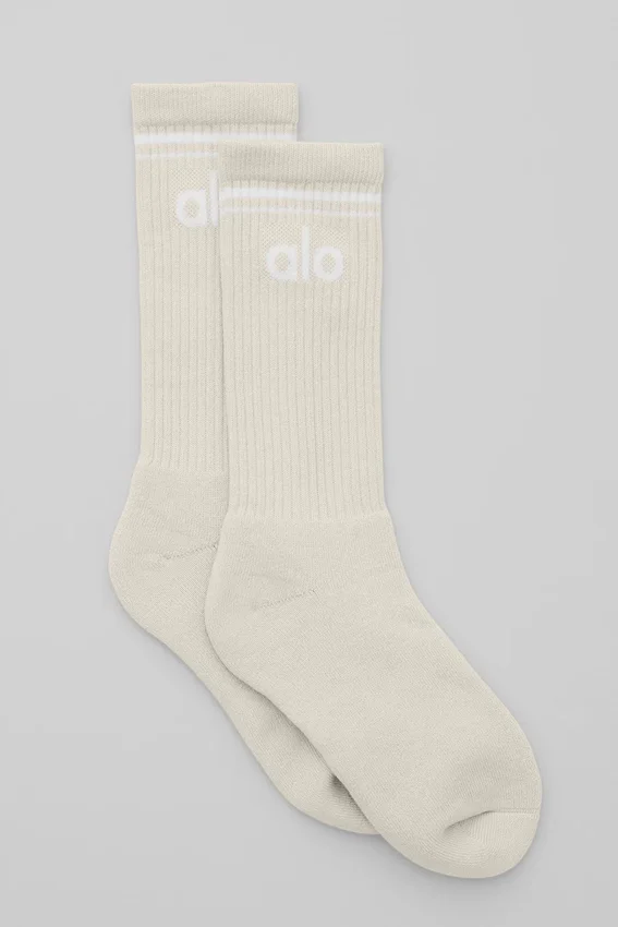 Unisex Throwback Sock - Bone/White