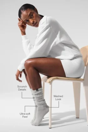 Unisex Washed Scrunch Sock – Hazy Grey Wash