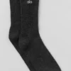 Unisex Wool Cashmere Light Frosted Sock - Dark Slate Grey/Ivory