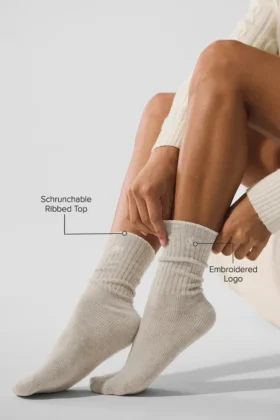 Unisex Wool Cashmere Light Frosted Sock – Winter Latte/Ivory