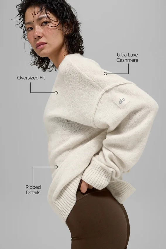 Unisex Wool Cashmere New Class Crewneck Sweater - Bone Heather