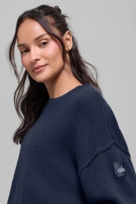 Unisex Wool Cashmere New Class Crewneck Sweater – Navy