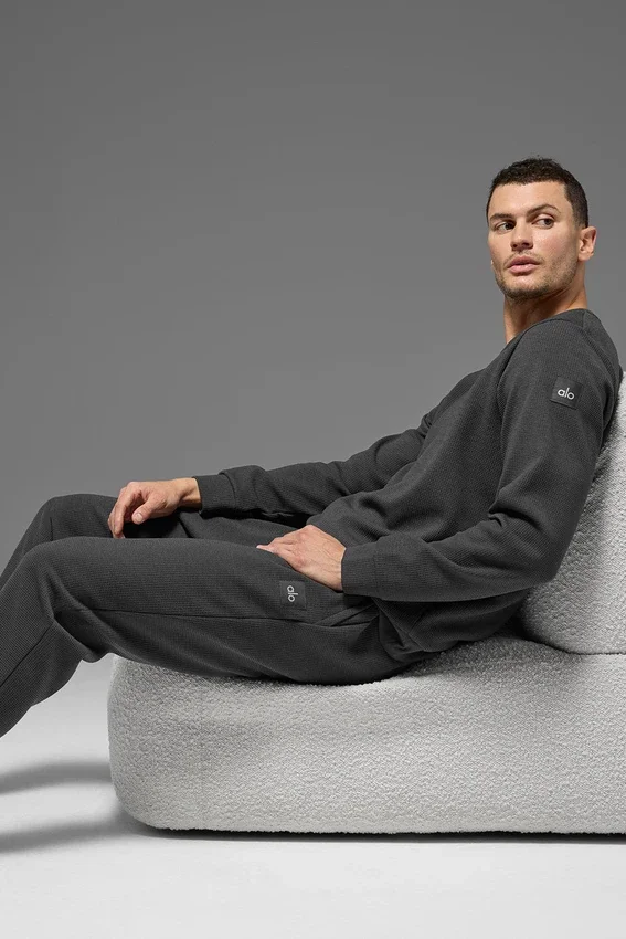 Waffle Lounge Long Sleeve Crew - Anthracite