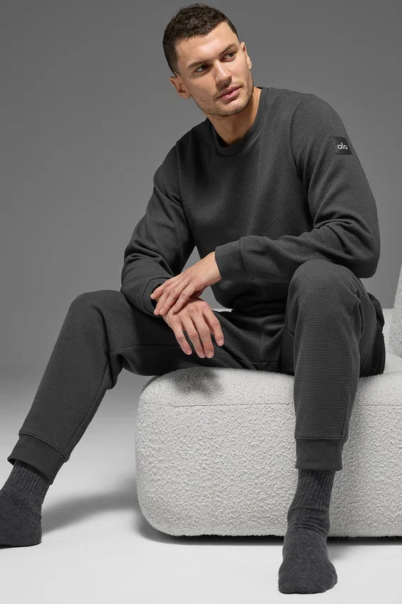Waffle Lounge Long Sleeve Crew - Anthracite