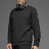 Waffle Lounge Long Sleeve Crew - Black