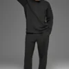 Waffle Lounge Long Sleeve Crew - Black
