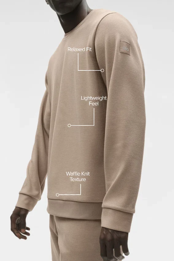 Waffle Lounge Long Sleeve Crew - Gravel