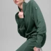 Waffle Weekend Escape Mock Neck Long Sleeve - Clover Green