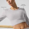 Washed Alosoft Crop Finesse Long Sleeve - Grey Sky Wash