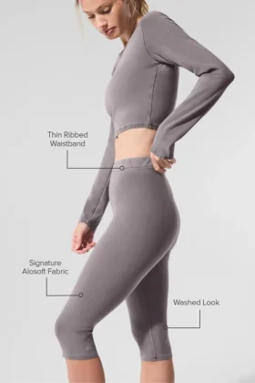 Washed Alosoft High-Waist Iconic 90’S Capri – Cool Grey Wash