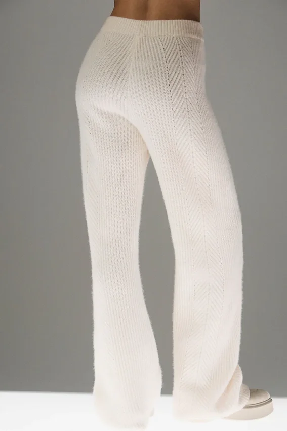 Winter Magic Cashmere Wide Leg Pant - Ivory