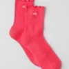 Women's Lettuce Edge Sock - Candy Red