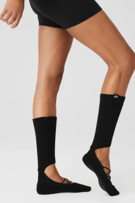 Women’s Strappy Siren Grip Sock – Black