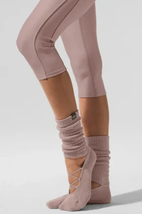 Women’s Strappy Siren Grip Sock – Taupe
