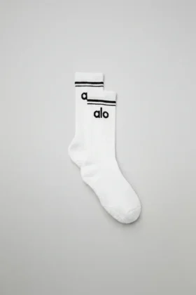 Women's Throwback Barre Sock - White/Black