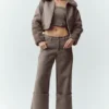 Wool Blend Nightcap Wide Leg Pant - Alpine Cocoa Heather