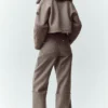 Wool Blend Nightcap Wide Leg Pant - Alpine Cocoa Heather