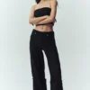 Wool Blend Nightcap Wide Leg Pant - Black