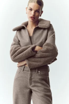 Wool Blend Nightfall Bomber - Alpine Cocoa Heather