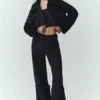 Wool Blend Nightfall Bomber - Black