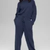 Wool Cashmere Cropped New Class Crewneck Sweater - Navy