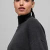 Wool Cashmere Cropped New Class Turtleneck Sweater - Black