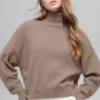 Wool Cashmere Cropped New Class Turtleneck Sweater - Chai Latte