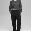 Wool Cashmere Cropped New Class V-Neck Sweater - Platinum Grey