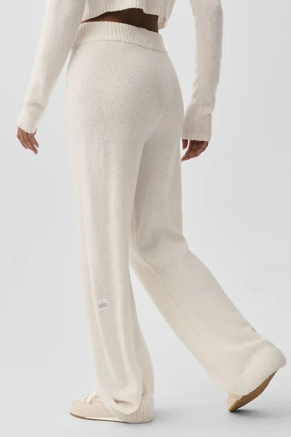 Wool Cashmere High-Waist New Class Wide Leg Pant - Ivory