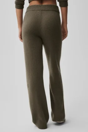 Wool Cashmere High-Waist New Class Wide Leg Pant – Olive Tree