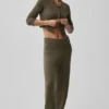 Wool Cashmere High-Waist New Class Wide Leg Pant - Olive Tree