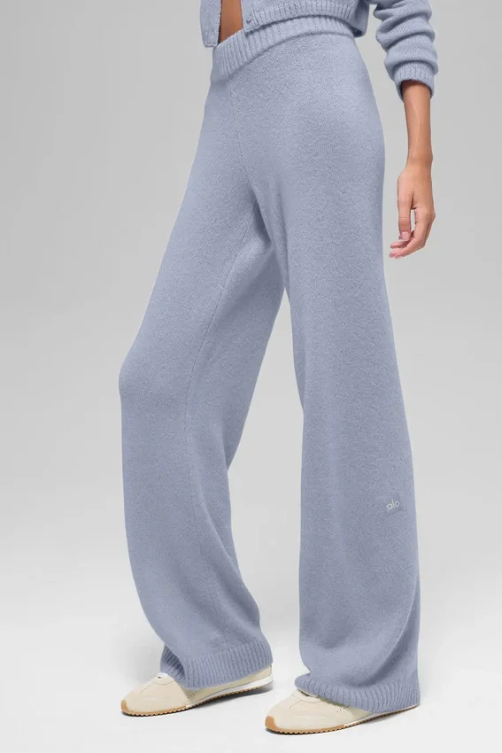 Wool Cashmere High-Waist New Class Wide Leg Pant - Winter Frost