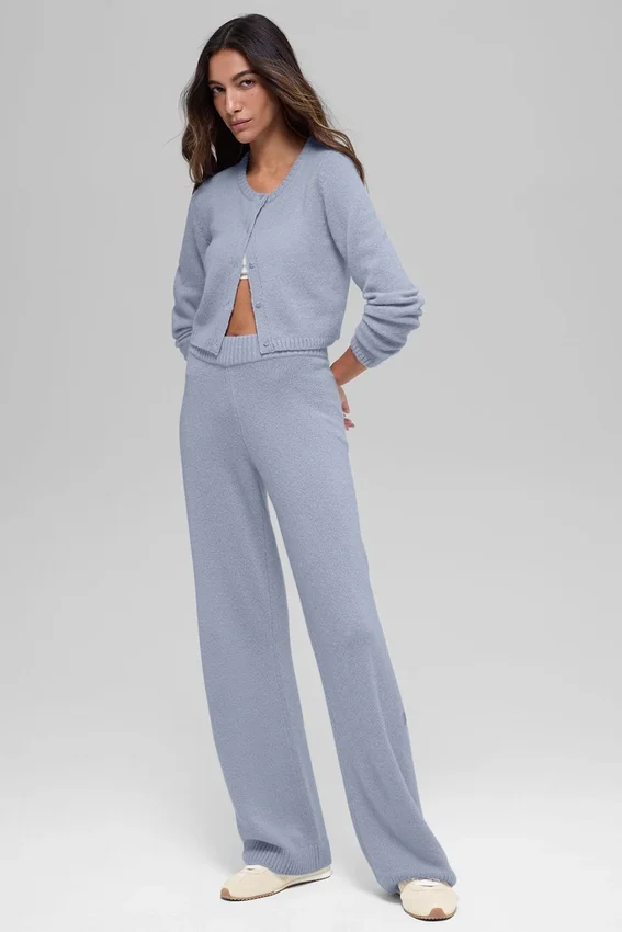 Wool Cashmere High-Waist New Class Wide Leg Pant - Winter Frost