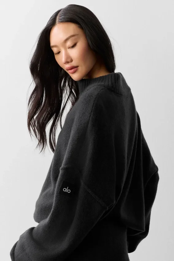 Wool Cashmere New Class 1/4 Zip Pullover - Black
