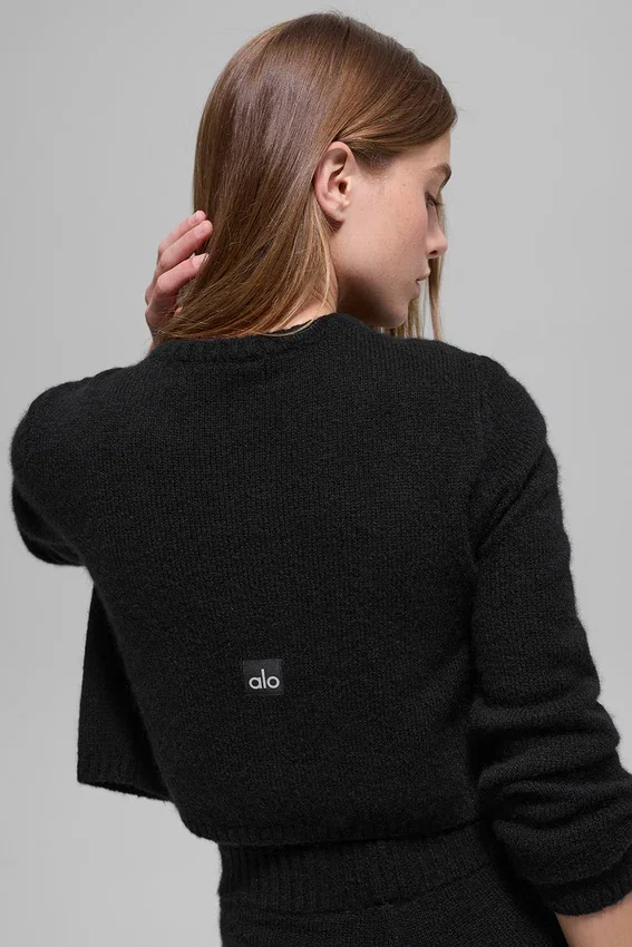 Wool Cashmere New Class Cropped Cardigan - Black