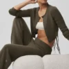 Wool Cashmere New Class Cropped Cardigan - Olive Tree