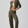 Wool Cashmere New Class Cropped Cardigan - Olive Tree