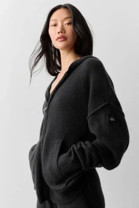 Wool Cashmere New Class Full Zip Hoodie – Black