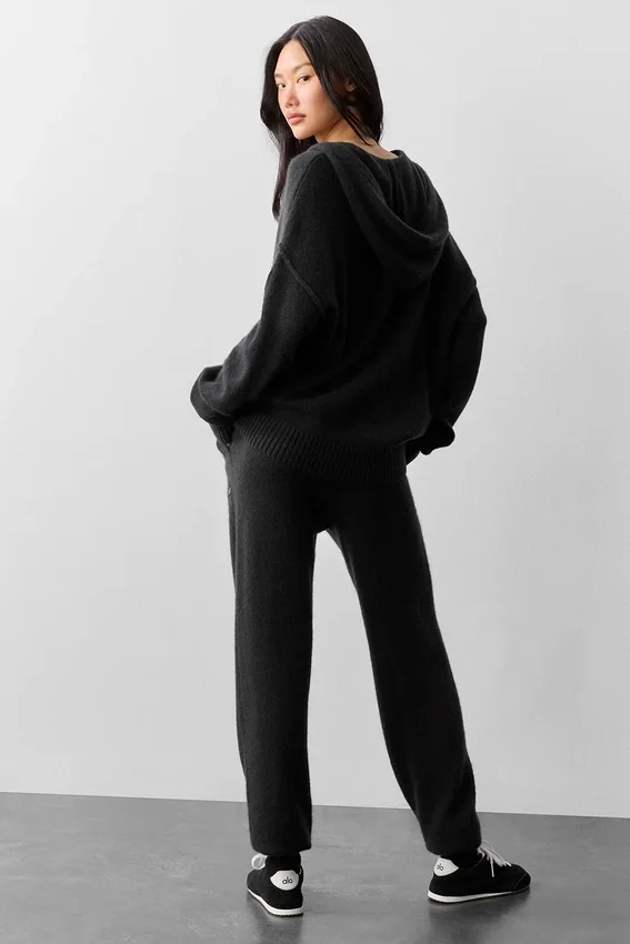 Wool Cashmere New Class Full Zip Hoodie - Black