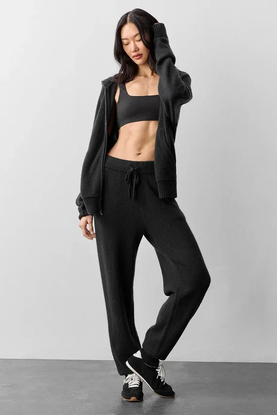 Wool Cashmere New Class Full Zip Hoodie - Black