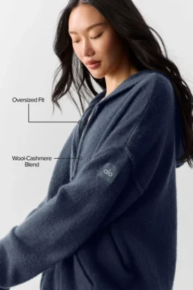 Wool Cashmere New Class Full Zip Hoodie – Navy