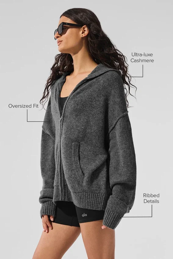 Wool Cashmere New Class Full Zip Hoodie - Platinum Grey