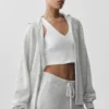 Wool Cashmere New Class Full Zip Hoodie - White Heather