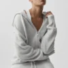 Wool Cashmere New Class Full Zip Hoodie - White Heather