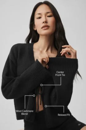 Wool Cashmere New Class Tie Cardigan – Black