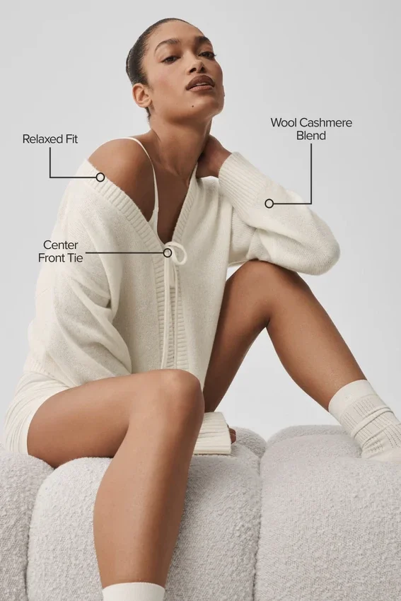 Wool Cashmere New Class Tie Cardigan - Ivory