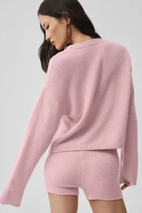 Wool Cashmere New Class Tie Cardigan – Vintage Pink