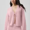 Wool Cashmere New Class Tie Cardigan - Vintage Pink